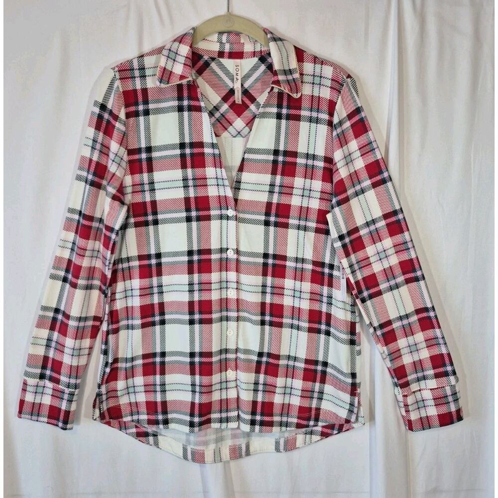 Soma Red Plaid Cotton Blend Pajama Set NWT Small Holiday - Picture 3 of 16